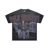 Black Vintage‑Wash Vale Dreams Street Portrait Oversized Unisex T‑Shirt