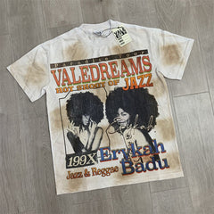 Off‑White Tie‑Dye Jazz Music Portrait Oversized Unisex T‑Shirt