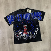 Black Vintage‑Wash Skull Graphic "Valley Dreams" Oversized Unisex T‑Shirt