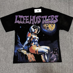 Purple Graphic Streetwear T-Shirt | Oversized Vintage Tee