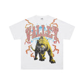 White Vintage‑Wash Valley Lightning Tiger Oversized Unisex T‑Shirt