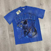 Blue Vintage‑Wash Portrait Graphic Oversized Unisex T‑Shirt
