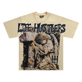 Cream Vintage Angel Graphic Oversized Unisex T‑Shirt