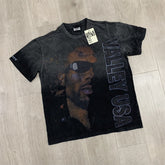 Black Vintage‑Wash Valley USA Portrait Graphic Oversized Unisex T‑Shirt