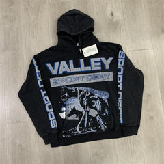 Black Valley Dreams Sport Dept Graphic Zip‑Up Hoodie Unisex Oversized Jacket