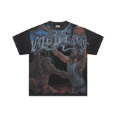 Black Vintage‑Wash Vale Dreams Monster Fighter Oversized Unisex T‑Shirt