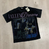 Black Vintage Wash Rhinestone Valley Dreams Portrait Oversized Unisex T‑Shirt