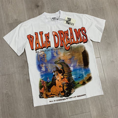 White Vale Dreams Vintage Cartoon Landscape Oversized Unisex T‑Shirt
