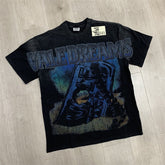 Black Vintage‑Wash "Valley Dreams" Portrait Graphic Oversized Unisex T‑Shirt