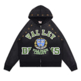 Black Washed‑out Valley Dreams Full‑Zip Hoodie Unisex Oversized Jacket