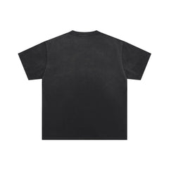 Black Vintage‑Wash Ghost Wizard Graphic Oversized Unisex T‑Shirt