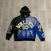 Black‑Blue Gradient Valley Dreams Cartoon Print Zip‑Up Hoodie Unisex Oversized Jacket