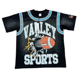 Black Vintage‑Wash Valley Sports Football Oversized Unisex T‑Shirt