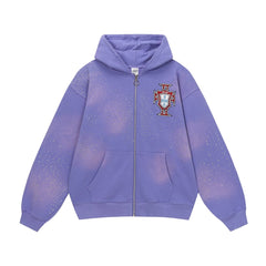 Purple Valley Dreams Cloud‑Wash Zip‑Up Hoodie Unisex Oversized Jacket