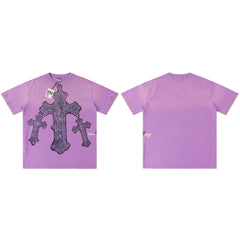 Purple‑Washed Cross Vintage Oversized Unisex T‑Shirt