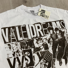 White Vale Dreams Retro Collage Portrait Oversized Unisex T‑Shirt