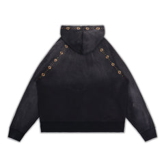 Black Washed‑out Valley Dreams Full‑Zip Hoodie Unisex Oversized Jacket