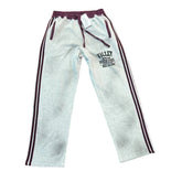 Valley Dream Letter‑Print Side‑Stripe Wide‑Leg Sweatpants, Heather Grey‑Burgundy Unisex Streetwear Trousers