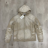 Khaki Gradient Embroidery Lightning‑Sleeve Zip‑Up Hoodie Unisex Oversized Jacket