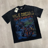 Black Vintage‑Wash Vale Dreams Sports Motorcycle Racing Oversized Unisex T‑Shirt