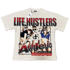 Vintage Life Hustlers Character Print Oversized Unisex T‑Shirt