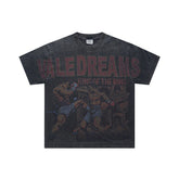 Black Vintage‑Wash Vale Dreams Boxing King Of The Ring Oversized Unisex T‑Shirt