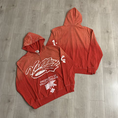 Red‑Orange Gradient Graffiti‑Print Valley Dreams Zip‑Up Hoodie Unisex Oversized Jacket