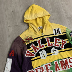 Color‑Block Striped Valley Dreams Zip‑Up Hoodie Unisex Oversized Jacket