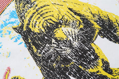 White Vintage‑Wash Valley Lightning Tiger Oversized Unisex T‑Shirt