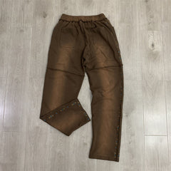 Valley Dreams Rhinestone Letter Flare Sweatpants, Vintage Brown Washed Streetwear Unisex Trousers
