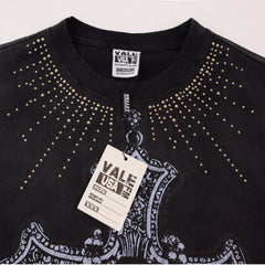 Black Rhinestone‑Cross Vintage Oversized Unisex T‑Shirt