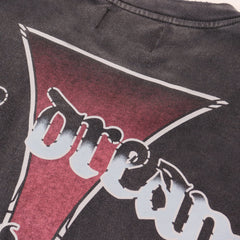 Black Distressed Cross‑Logo Back‑Print Oversized Unisex T‑Shirt