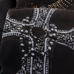 Black Rhinestone‑Cross Vintage Oversized Unisex T‑Shirt