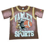Brown Vintage‑Wash Valley Sports Football Oversized Unisex T‑Shirt