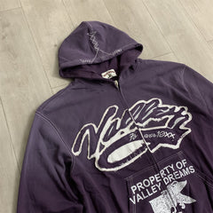 Purple Gradient Graffiti‑Print Valley Dreams Zip‑Up Hoodie Unisex Oversized Jacket