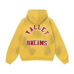 Yellow Valley Dreams Cloud‑Wash Zip‑Up Hoodie Unisex Oversized Jacket