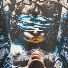 Vintage Blindfolded Angel Graphic Oversized Unisex T‑Shirt