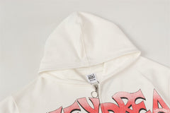 Vale Dream Statue of Liberty New York City Graphic Zip‑Up Hoodie, White Oversized Y2K Streetwear Unisex Jacket