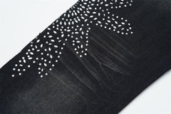 White Dots Print Distressed Washed‑Black Straight‑Leg Jeans, Y2K Streetwear Unisex Denim Pants