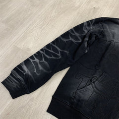 Black Lightning‑Print Zip‑Up Hoodie Unisex Oversized Jacket