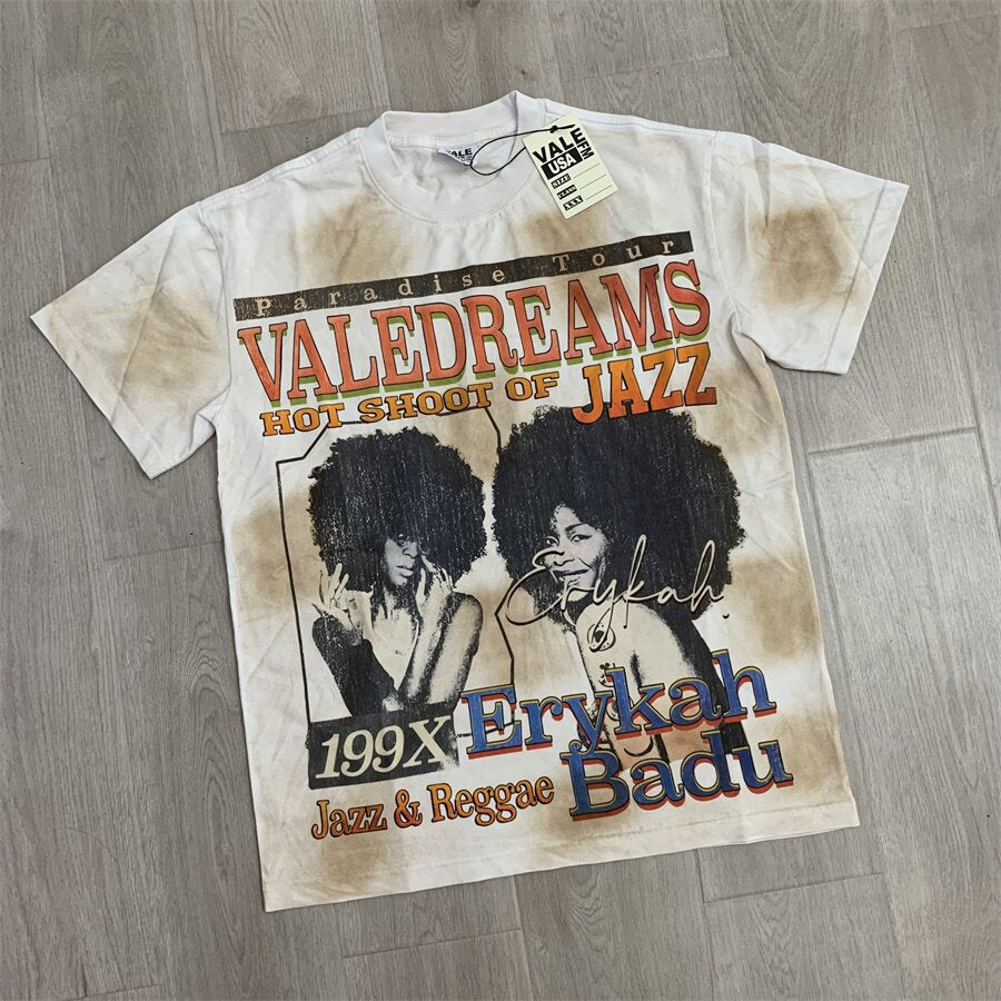 Off‑White Tie‑Dye Jazz Music Portrait Oversized Unisex T‑Shirt