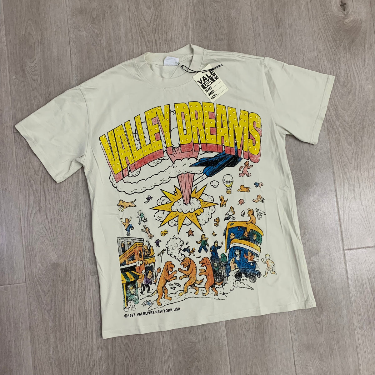 Cream Valley Dreams Comic Cartoon Double‑Sided Oversized Unisex T‑Shirt