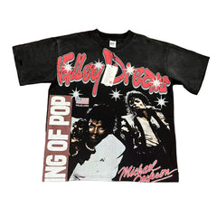 Black Vintage‑Wash Valley Dreams King Of Pop Oversized Unisex T‑Shirt