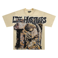 Cream Vintage Angel Graphic Oversized Unisex T‑Shirt