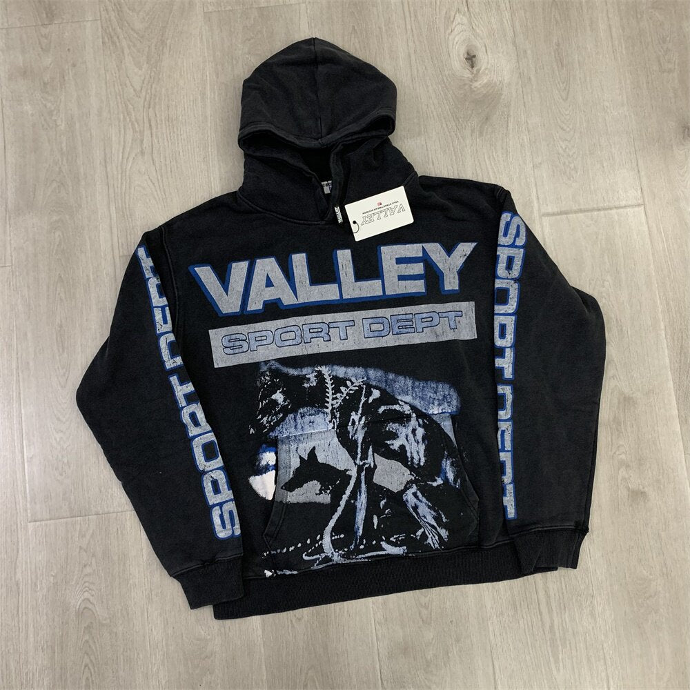 Black Valley Dreams Sport Dept Graphic Zip‑Up Hoodie Unisex Oversized Jacket