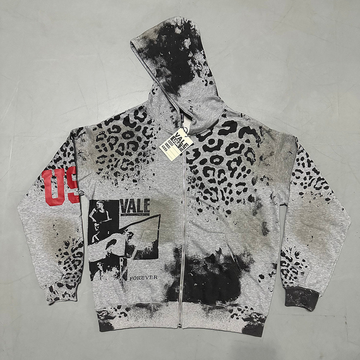 Leopard‑Tie‑Dye Graphic Zip‑Up Hoodie Unisex Oversized Jacket