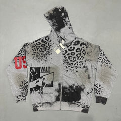 Leopard‑Tie‑Dye Graphic Zip‑Up Hoodie Unisex Oversized Jacket