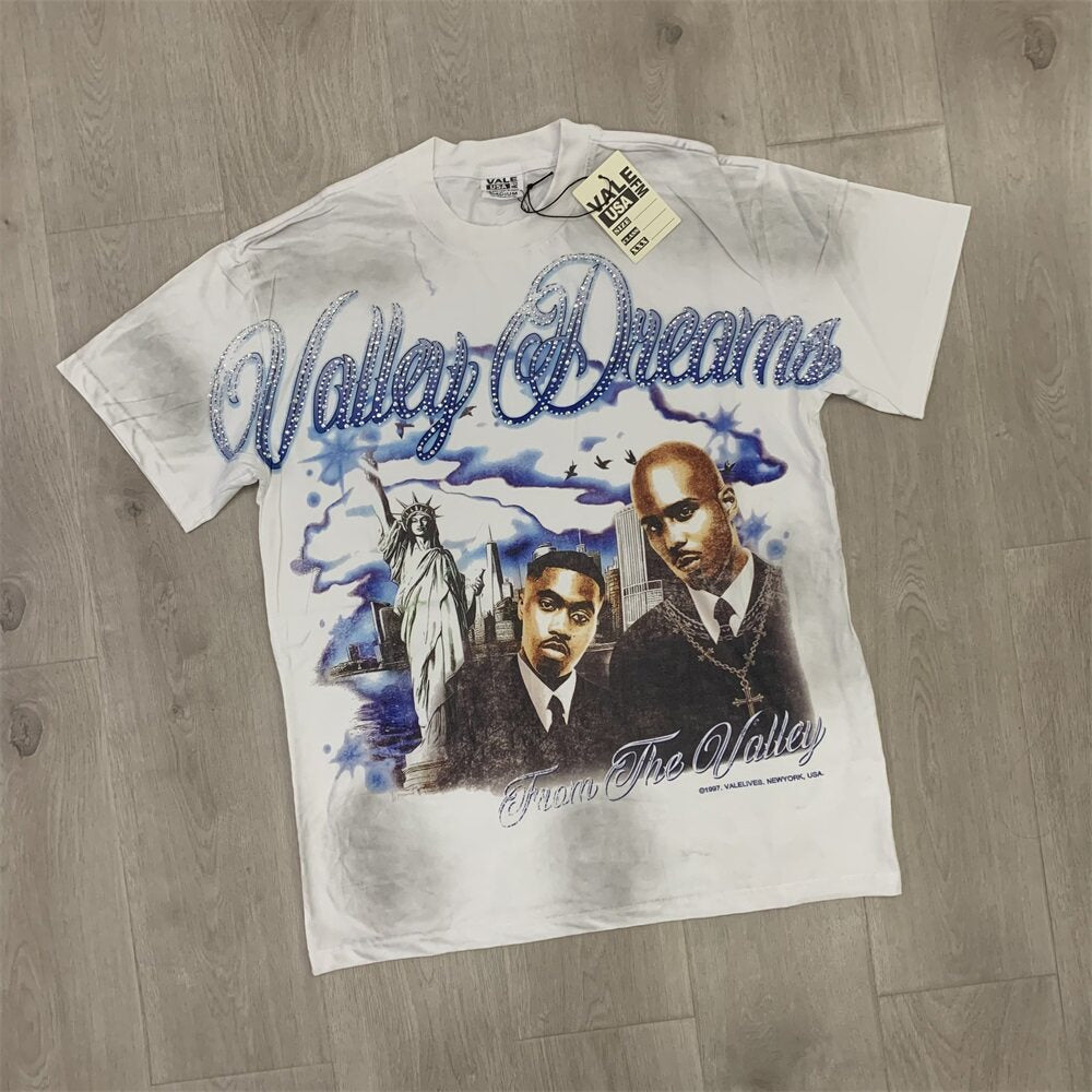 Smudge‑Wash Hip‑Hop Portrait Graphic Oversized Unisex T‑Shirt