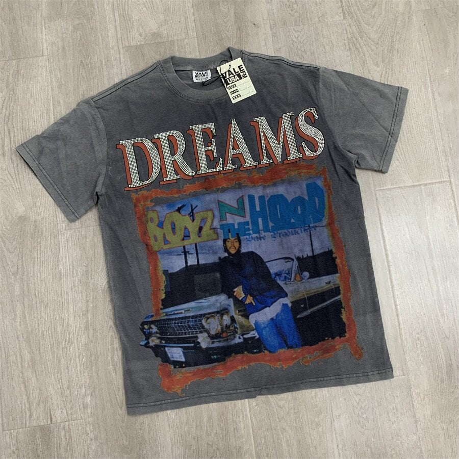 Vintage Washed "DREAMS" Retro Car Graphic Oversized Unisex T‑Shirt