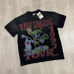 Black Vintage Wash Vale Dreams 1997 Tour Cartoon Oversized Unisex T‑Shirt